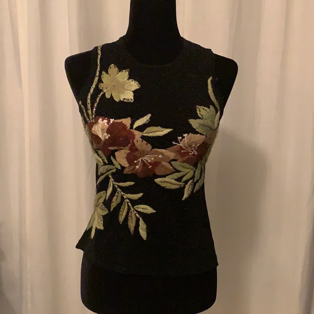 - Etincelle embroidered sparkle tank -